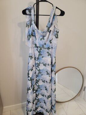 Sachin & Babi Glacial Peonies Pearl Floral Chiffon Maxi Dress Size 10 Multicolor